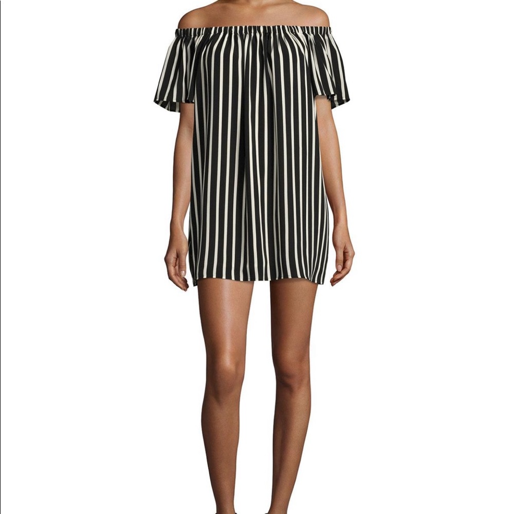 French Connection Black&Cream Off Shoulder Dress